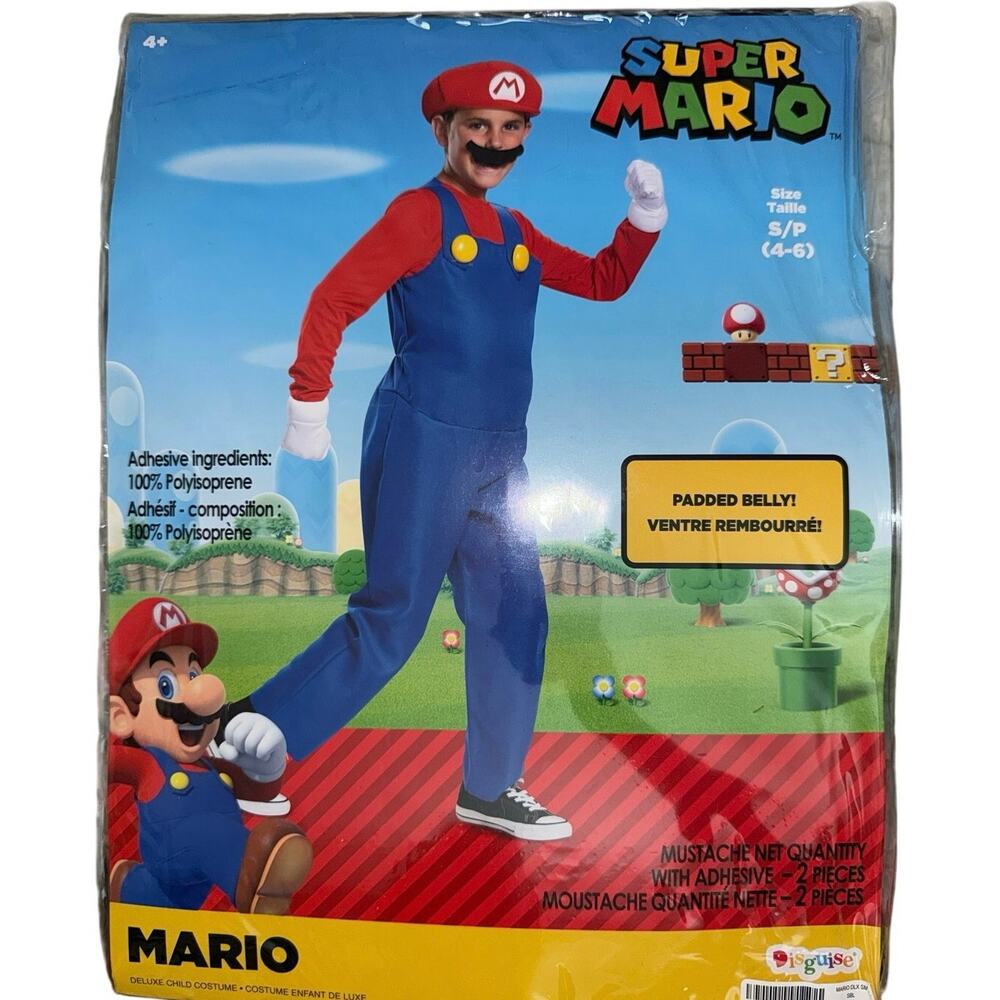 Disguise Nintendo Super Mario Brothers Boys Mario Deluxe Costume Size small 4/6 - Picture 4 of 6